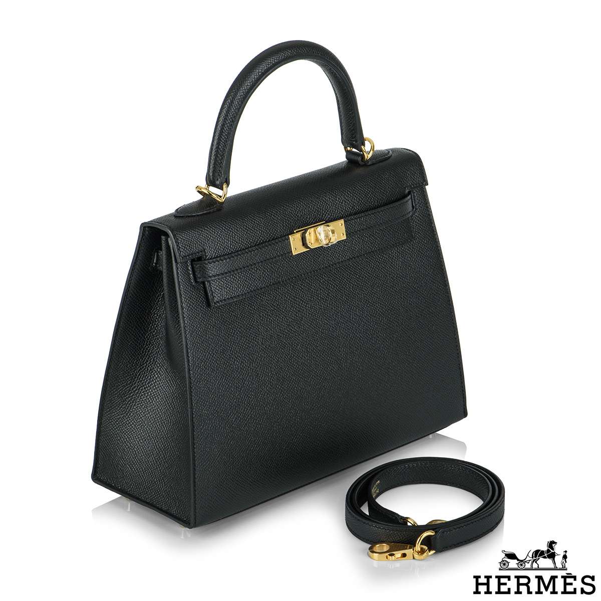 Hermes Kelly II Mini Bag Epsom Leather Gold Hardware In Black